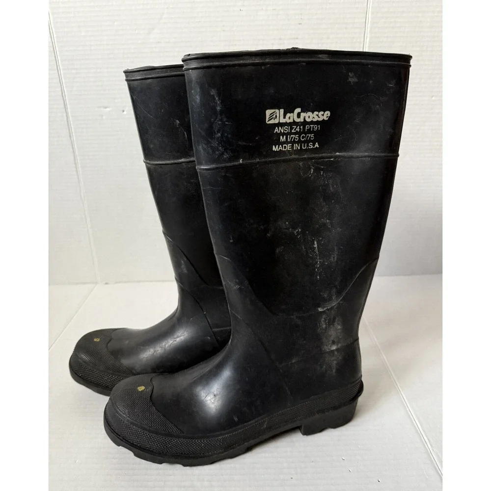LaCrosse ANSI Z41 PT91 M I/75 C/75 Safety Rubber Work Boots Made In USA - Size 9